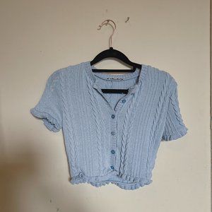 ZARA Ruffled Cable Knit Mini Cardigan